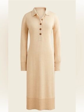 J. Crew Cream Long-Sleeve Polo Knit Dress